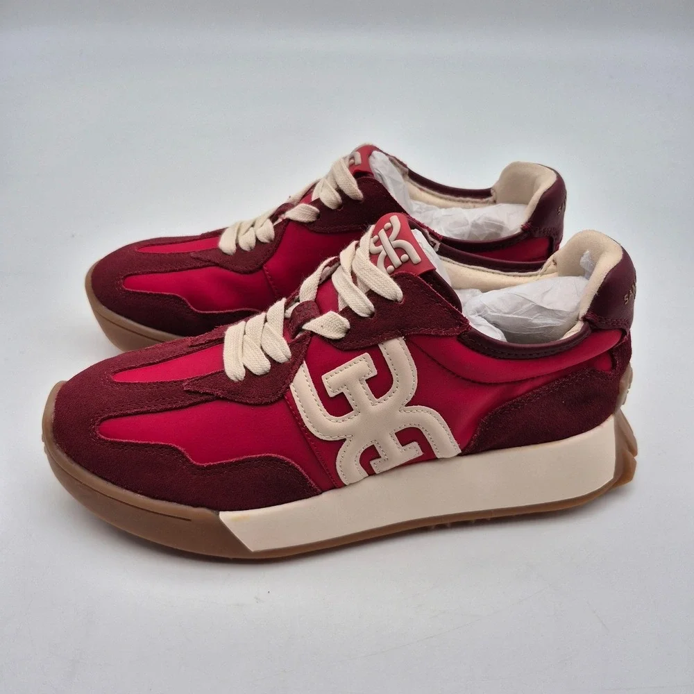 Sam Edelman Langley 3 Red Suede Sneakers Women's Size 7.5 Shoes